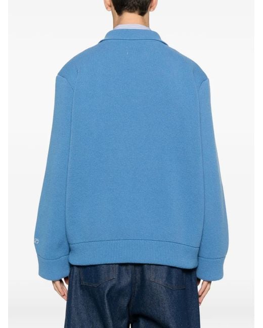 LC23 Blue Button Collar Sweater for men