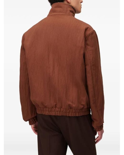 RETORI Brown Wrinkled-Effect Bomber Jacket