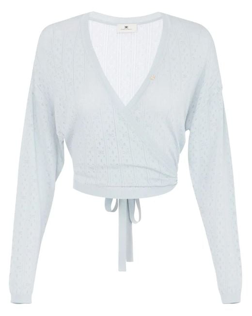 Elisabetta Franchi White Rear-Tie Knitted Top