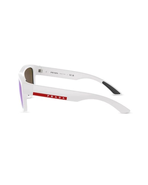 Prada Linea Rossa Blue Logo-Plaque Rectangle-Frame Sunglasses for men