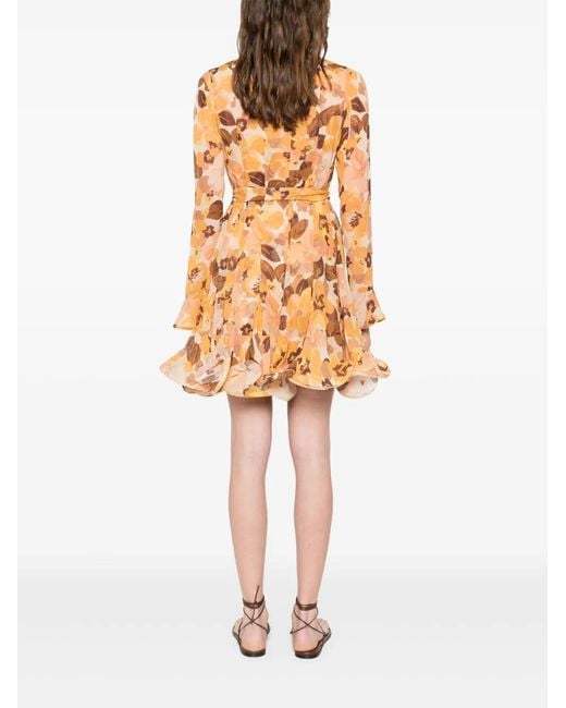Zimmermann Orange Balance Lantern Mini Dress