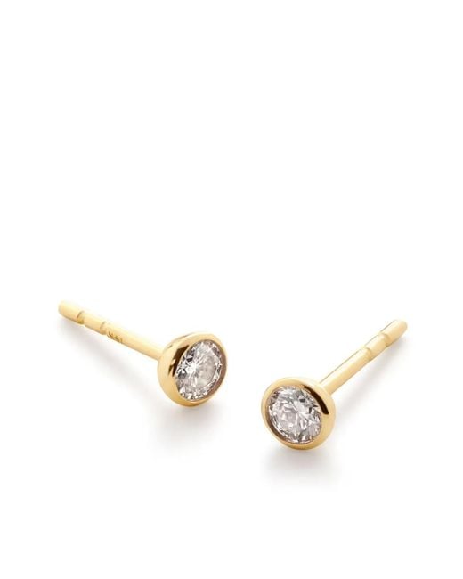 Monica Vinader Metallic 18Kt Vermeil Solitaire Diamond Earrings