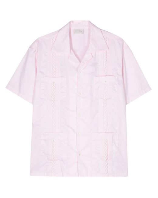 Drole de Monsieur Pink Embroidered-braid Cotton Shirt for men