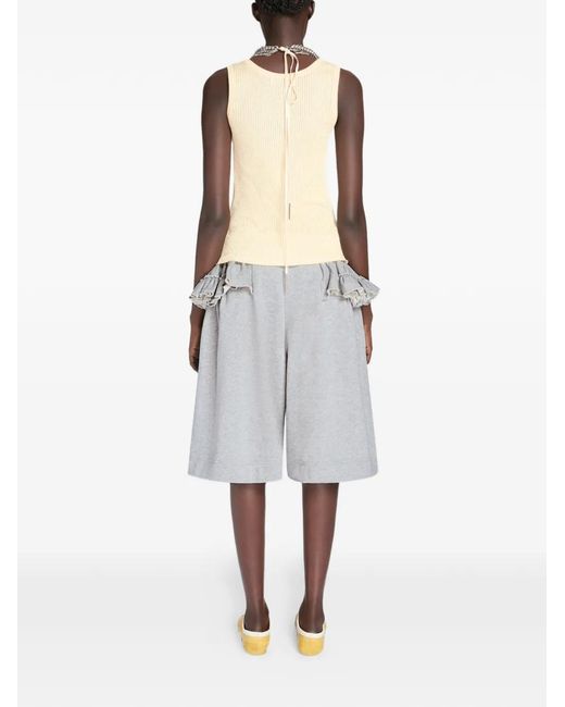 Dries Van Noten Gray Ruffled Loose Shorts