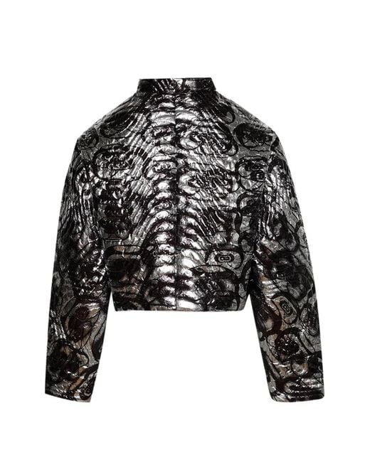 RRR123 Black Metallic Print Jacket for men