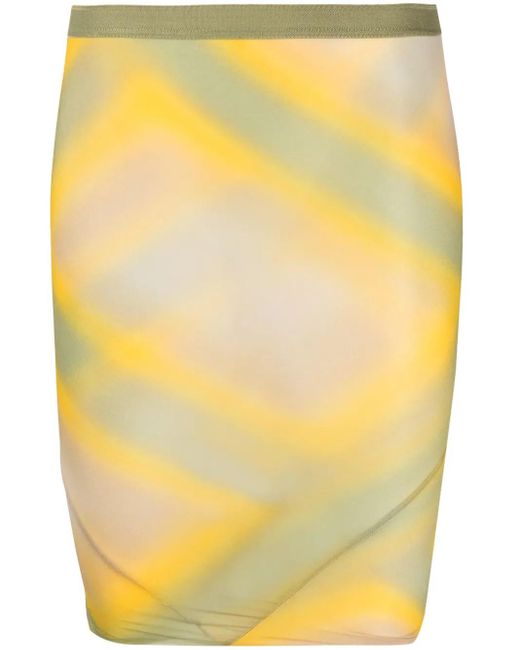 Rick Owens Yellow High-Waisted Graphic-Print Skirt