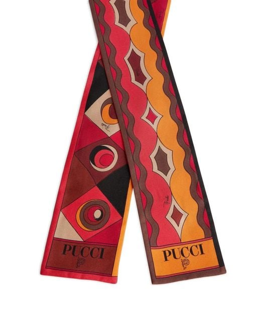 Foulard Con Stampa Geometrica di Emilio Pucci in Red