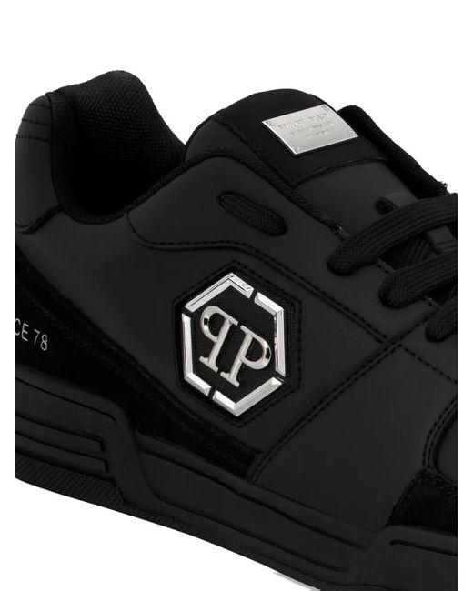 Philipp Plein Black P-Force Leather Sneakers