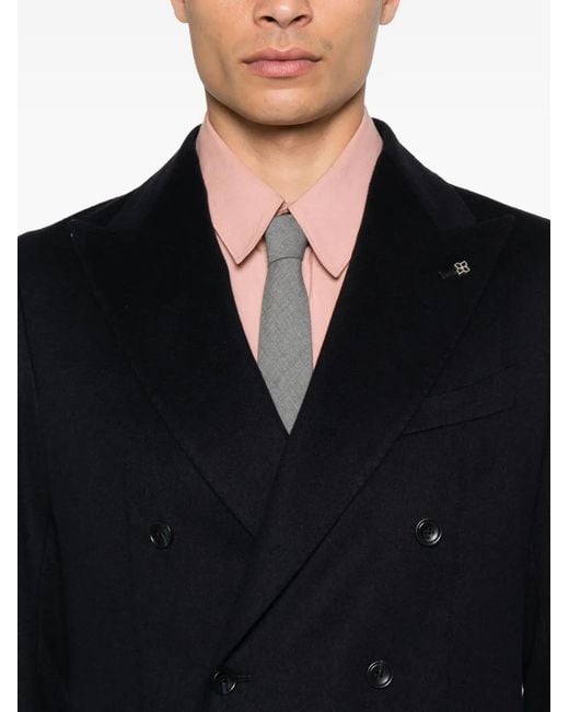 Tagliatore Black Double-Breasted Patch-Pocket Blazer for men