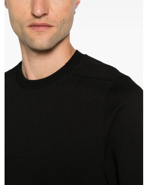Rick Owens Black T-Shirt À Manches Longues Et Col Rond En Coton for men