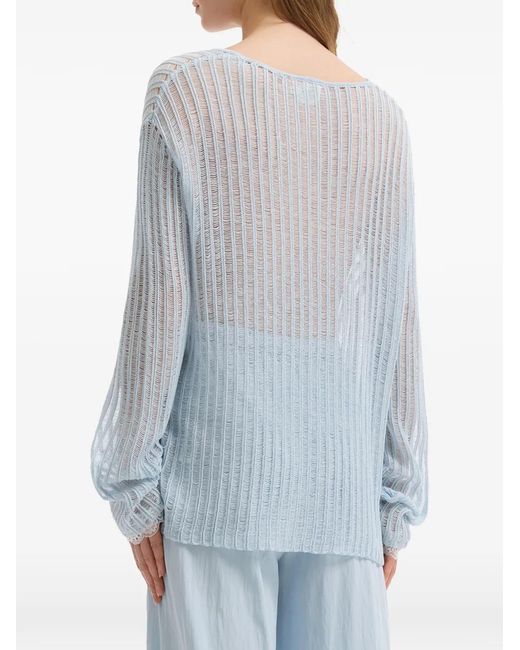 B+ AB Blue Lace-Trim Long-Sleeve Sweater
