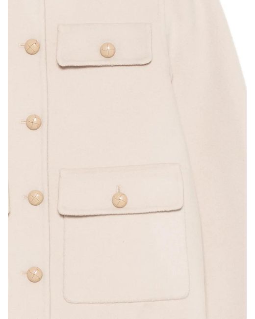 Semicouture Natural Button-Up Wool Jacket