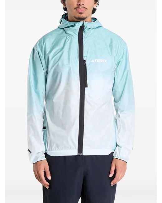 Adidas Blue Hooded Zip Jacket for men
