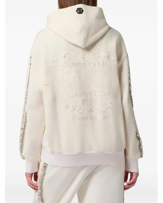 Philipp Plein White Zip-Up Hoodie