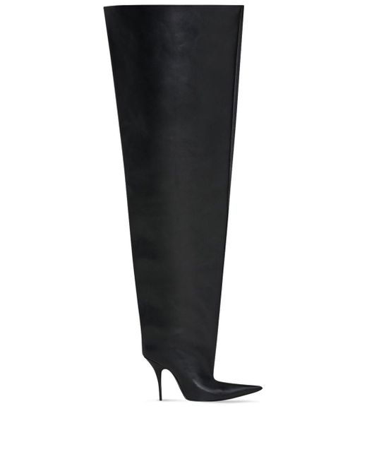 Balenciaga Black Waders 110mm Thigh-high Boots