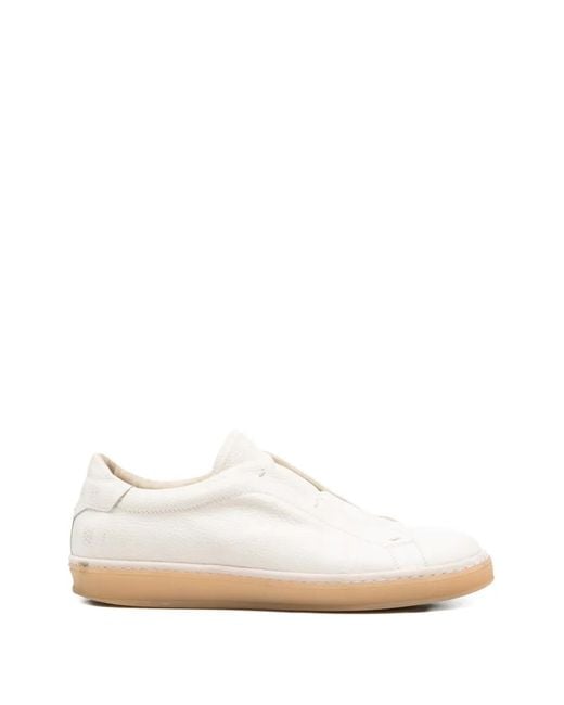 Eleventy White Slip-On Leather Sneakers for men