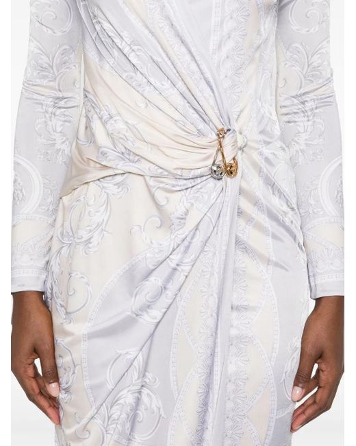 Versace Coupe Des Dieux Midi-Jurk Met Print in het White