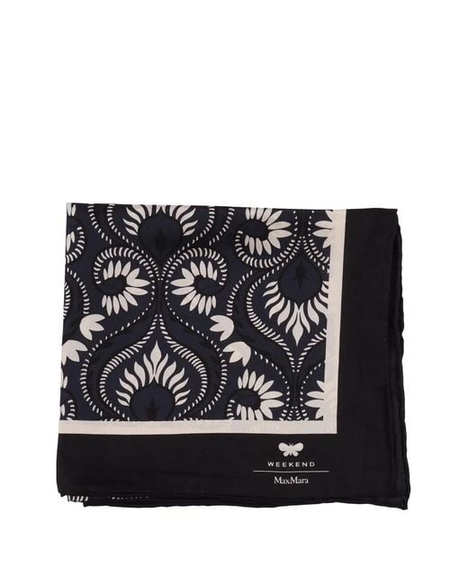 Weekend by Maxmara Black Floral Stole Foulard Mantella
