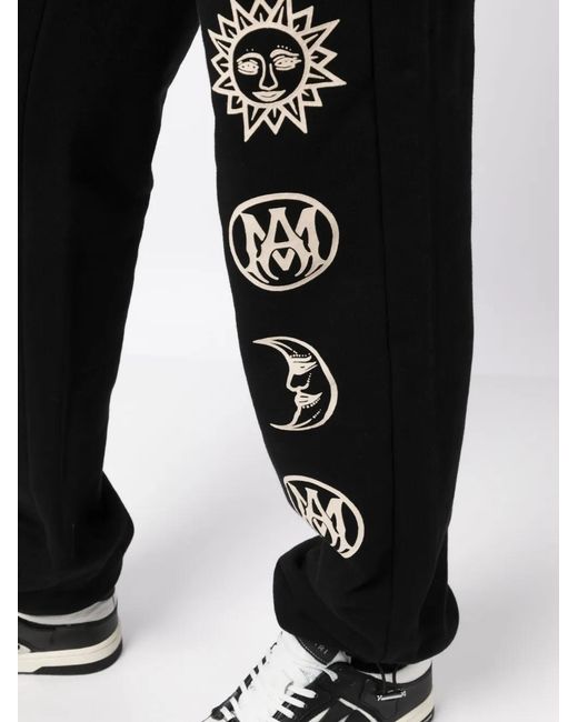 Amiri Black Graphic-Print Trousers for men