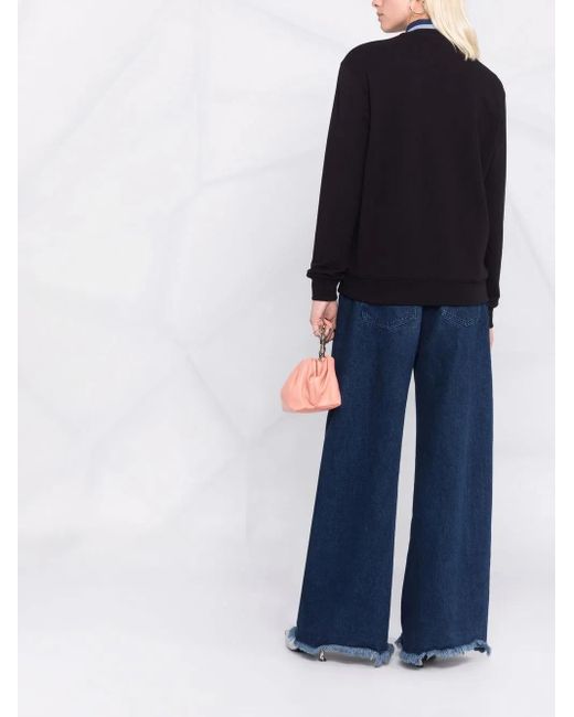 MSGM Black Logo-Print Cotton Sweatshirt