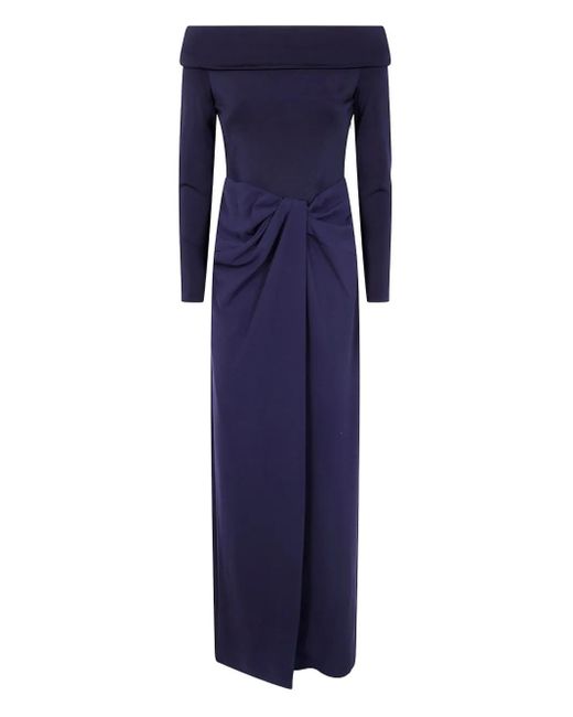 Ralph Lauren Blue "Sakaris" Long Sleeves Gown Long Dress