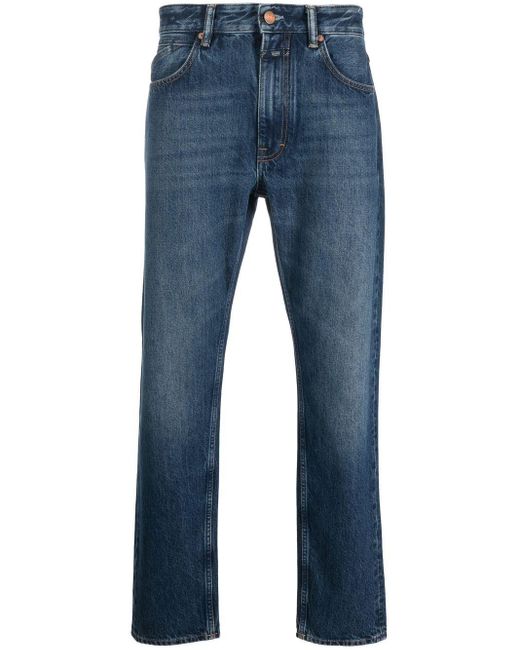 Farfetch Abbigliamento Pantaloni e jeans Jeans Jeans straight Blu Jeans dritti con effetto schiarito 