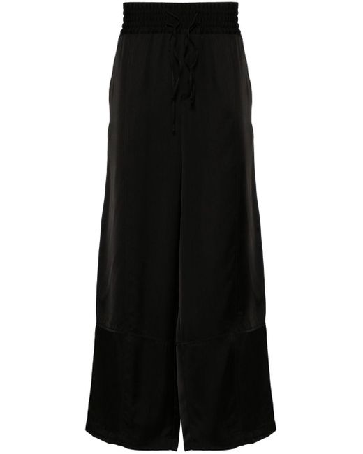 Emporio Armani Black Drawstring-waist Wide-leg Trousers for men