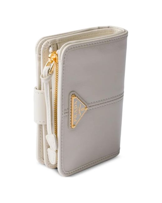 Prada White Petit Portefeuille En Cuir