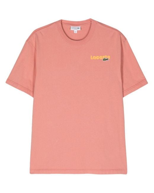 Lacoste Pink Logo-print Cotton T-shirt for men