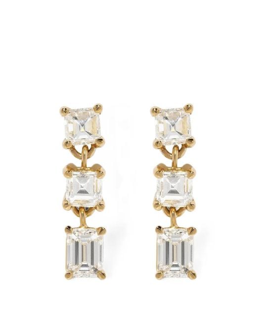 Azlee White Illusion Carre Diamond Earrings