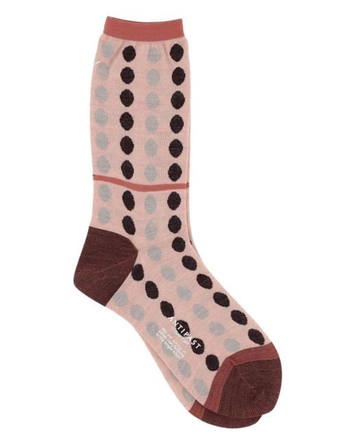 Antipast Pink Polka Dot-Pattern Socks