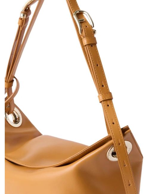Furla White M Logo-Print Leather Shoulder Bag