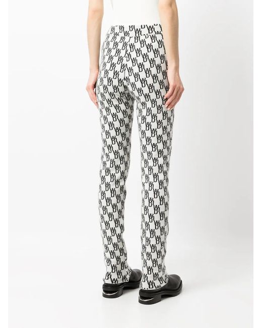 we11done White Logo Pattern Knitted Leggings