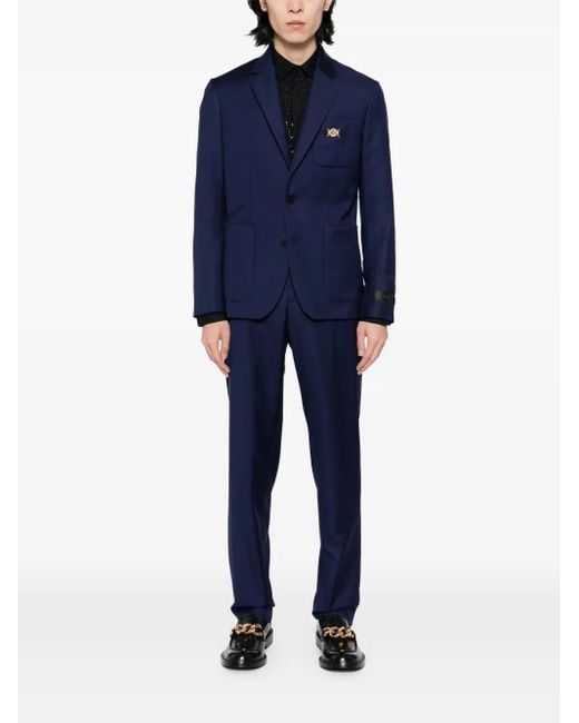 Versace Blue Single-Breasted Blazer for men