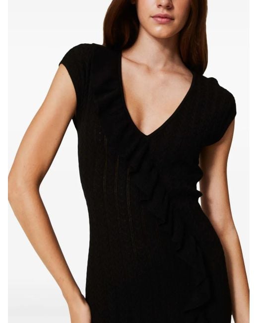 Twinset Black Knitted Midi Dress