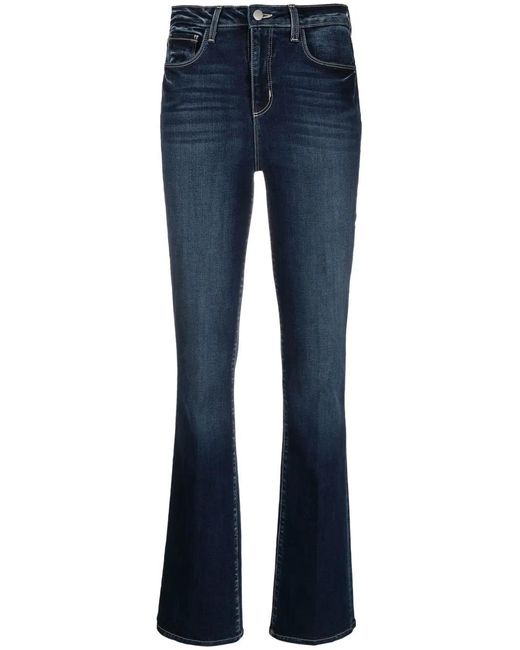 L'Agence Blue Selma High-Rise Bootcut Jeans