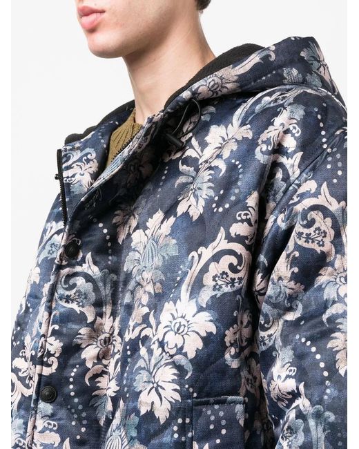 Versace Jeans Couture Gray Floral-Print Padded Jacket for men