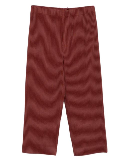 Homme Plissé Issey Miyake Red Pleated Cropped Trousers for men