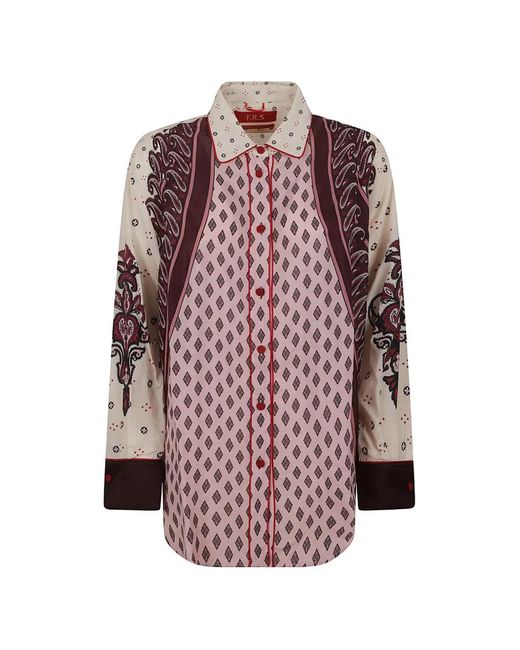 F.R.S For Restless Sleepers Purple Paisley-Print Geometric-Pattern Shirt