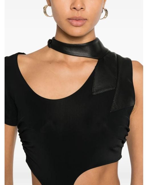 MITILIANE COUTURE Black Leather Insert Top