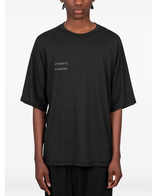 Optimistic Runners Black Logo-Print T-Shirt for men