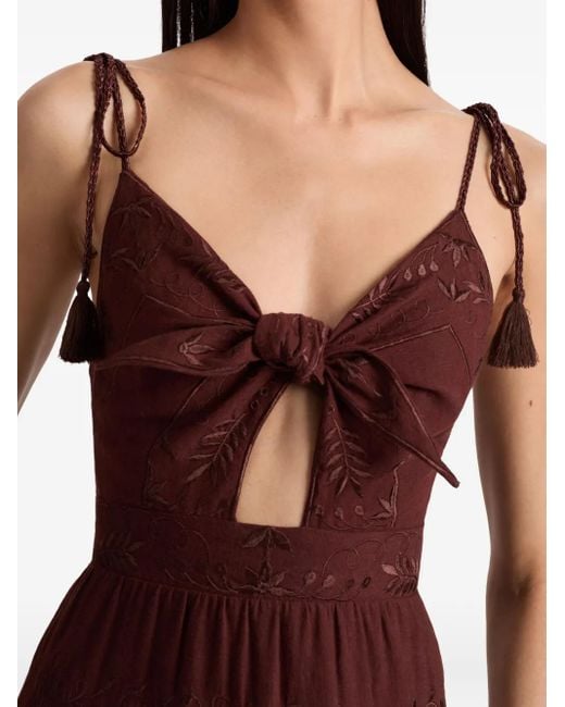 Alice + Olivia Purple Minka Tie-Front Embroidered Maxi Day Dress