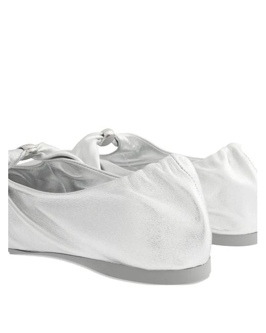Loewe White Leather Ballerina Shoes