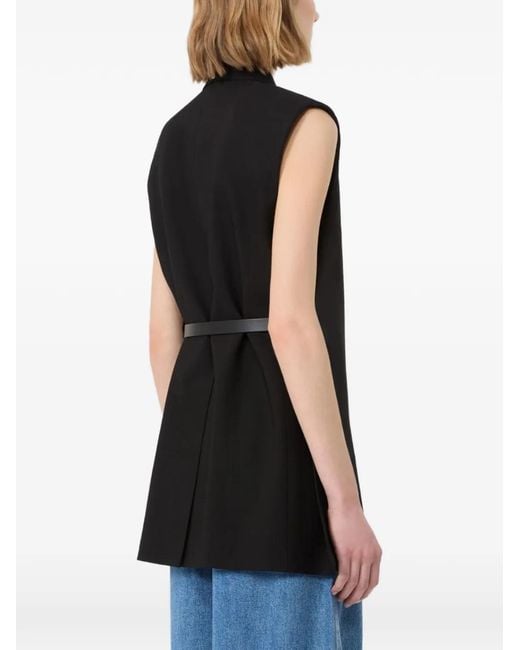 Sportmax Black Belted Sleeveless Blazer