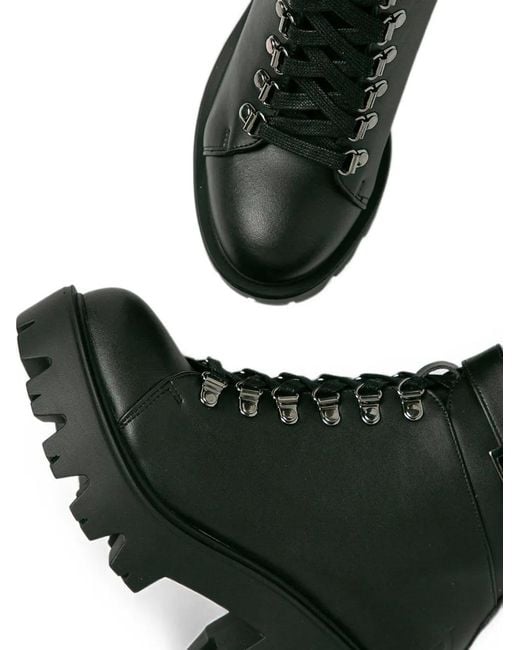 Altercore Black Enid Buckle-Strap Lace-Up Boots