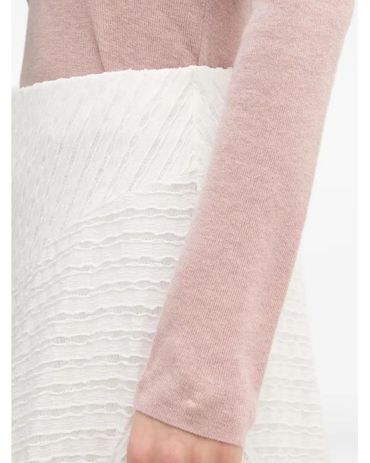 Pedro Del Hierro Madrid Pink Off-Shoulder Feather-Cuff Sweater
