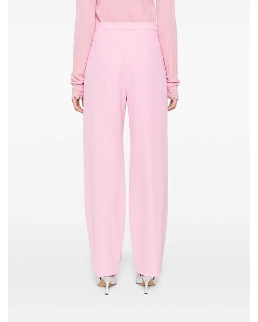 Patrizia Pepe Pink Pressed-Crease Straight Trousers