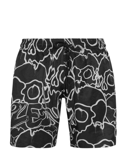 Philipp Plein Black Skull-print Swim Shorts for men