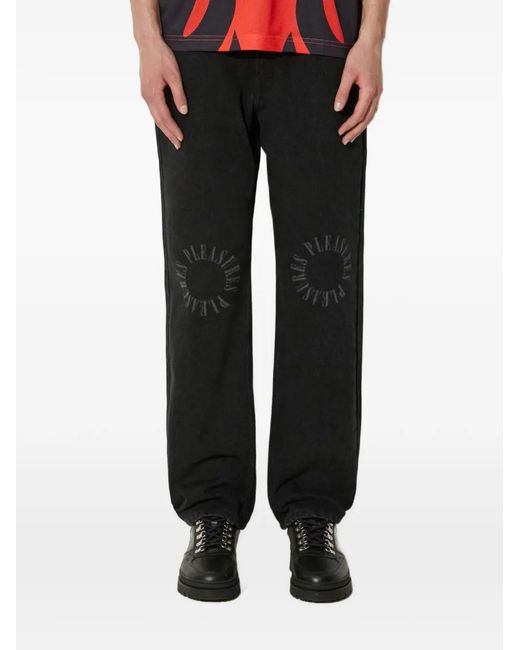 Pleasures Black Logo-Print Pocket Jeans for men