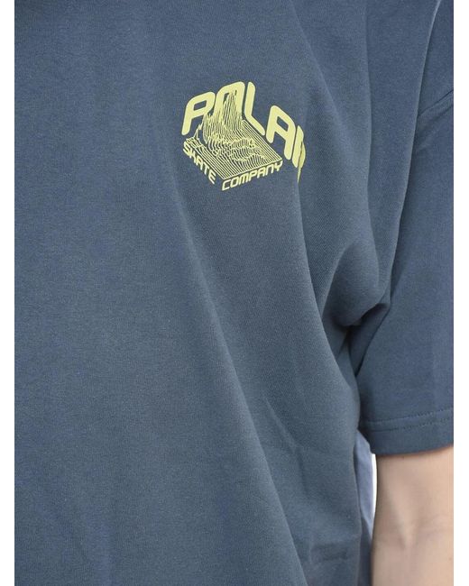 POLAR SKATE Blue Logo-Print Crew-Neck T-Shirt for men